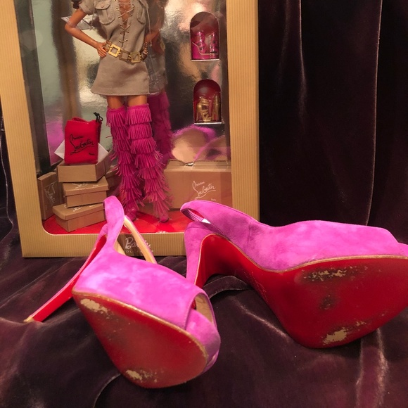 Louboutin Pink/Purple Suede slingbacks - Picture 8 of 8
